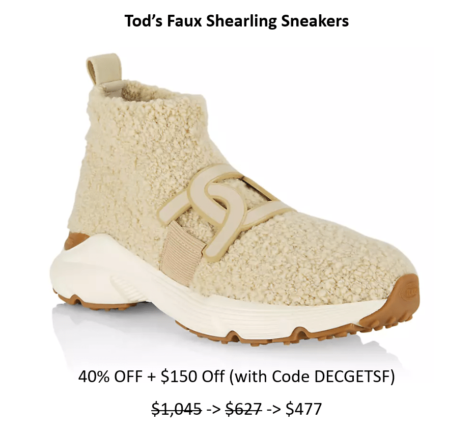 Tod’s Faux Shearling Sneakers 55%+&nbsp;Off