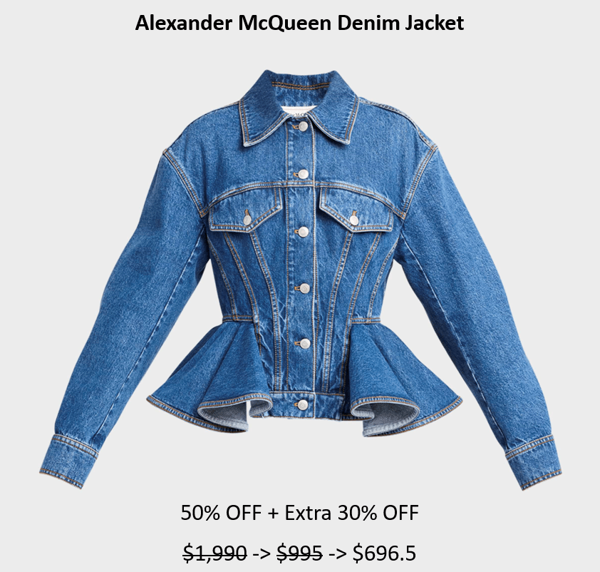 Alexander McQueen Denim Jacket 65%&nbsp;OFF